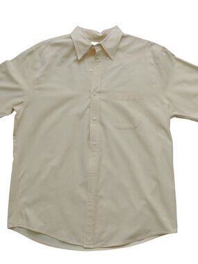 Lands' End Button-Down Short Sleeve Shirt in Light Beige